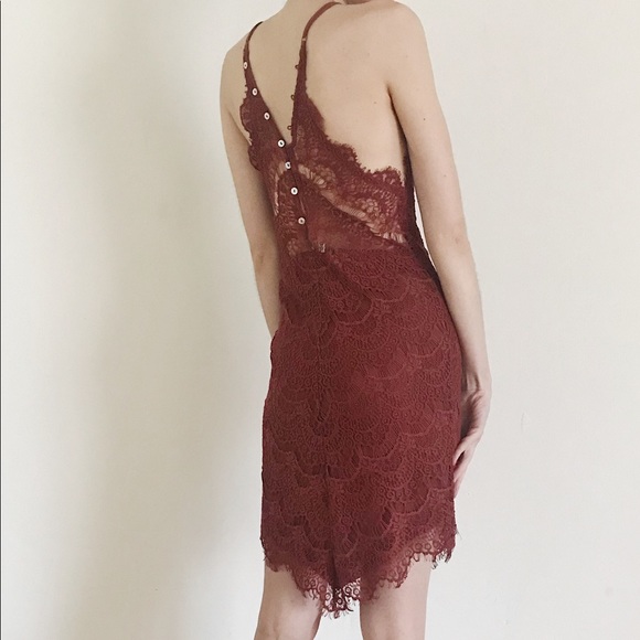 Free People She’s Got It Slip Lace Bodycon Rust - Picture 3 of 7
